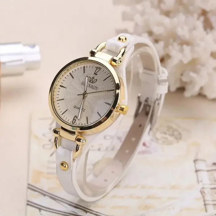 Cordula - Women's Gold-Tone Quartz Watch with Leather Strap