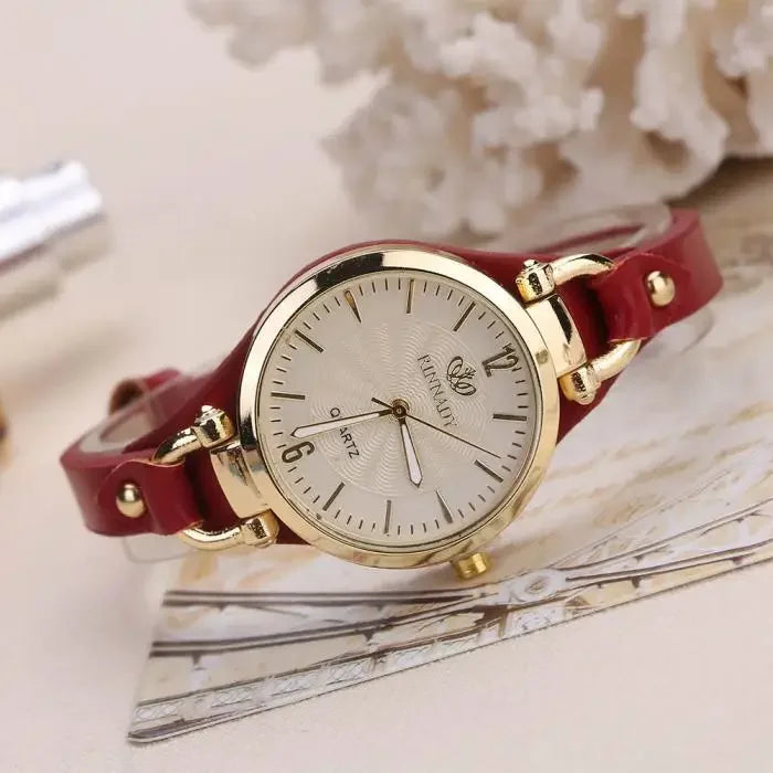 Cordula - Women's Gold-Tone Quartz Watch with Leather Strap