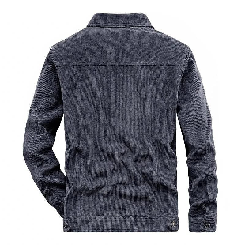 Corduroy Button-Up Jacket with Welt Pockets for Men