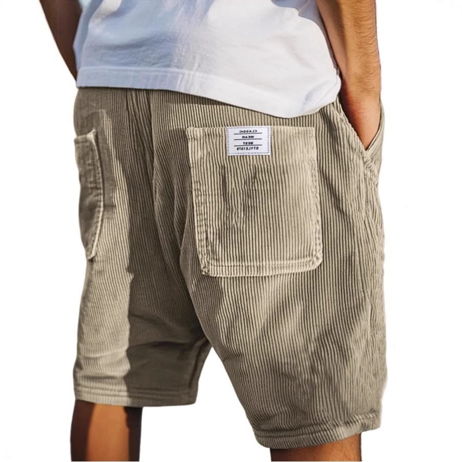 Corduroy Shorts with Welt Pockets for Men