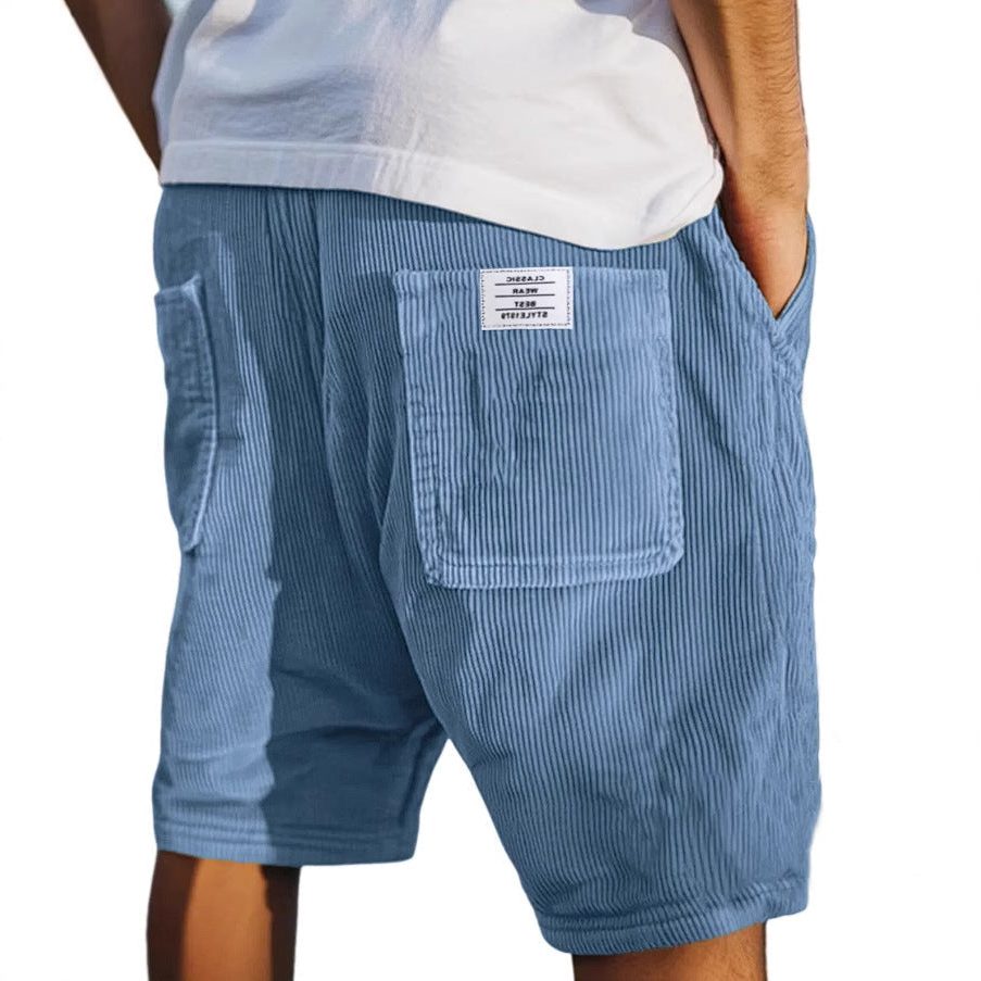 Corduroy Shorts with Welt Pockets for Men