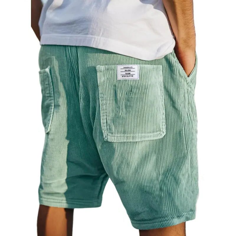 Corduroy Shorts with Welt Pockets for Men