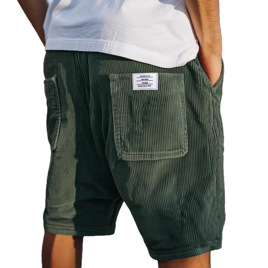 Corduroy Shorts with Welt Pockets for Men
