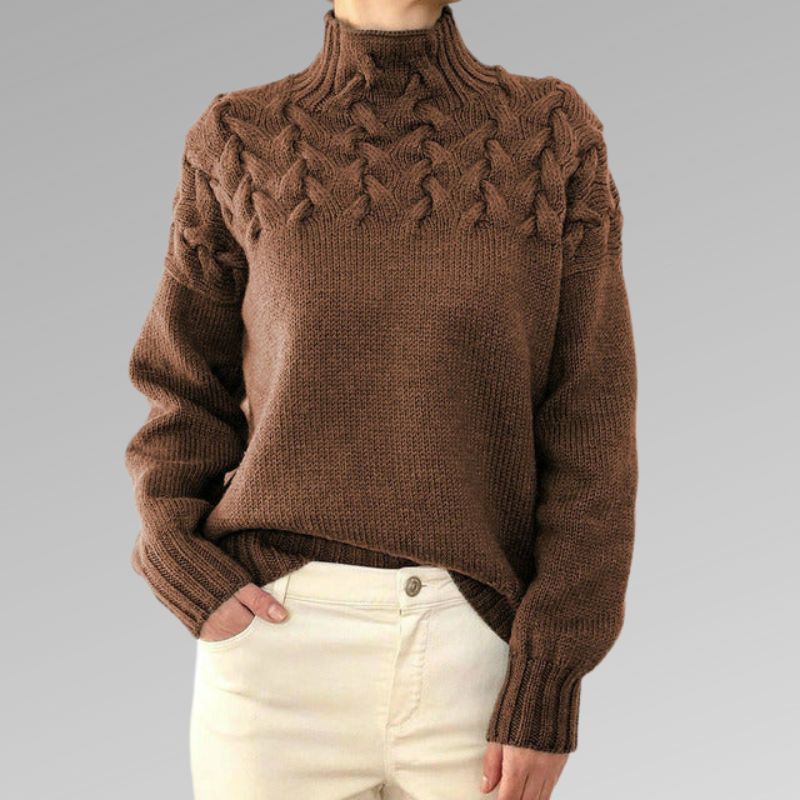 Frida | Cable Knit Black Turtleneck Sweater