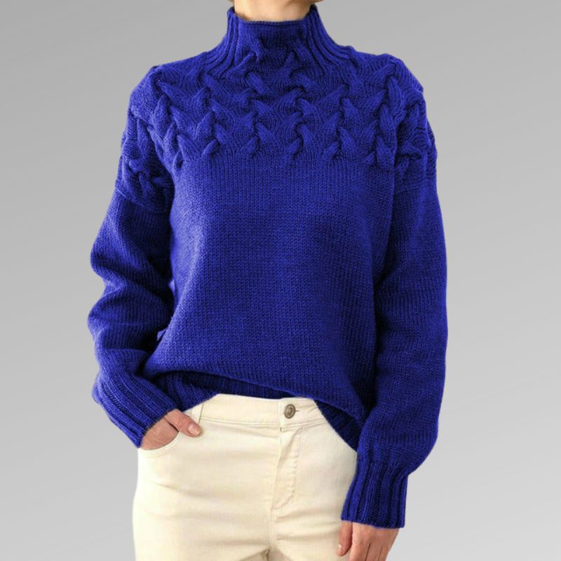 Frida | Cable Knit Black Turtleneck Sweater