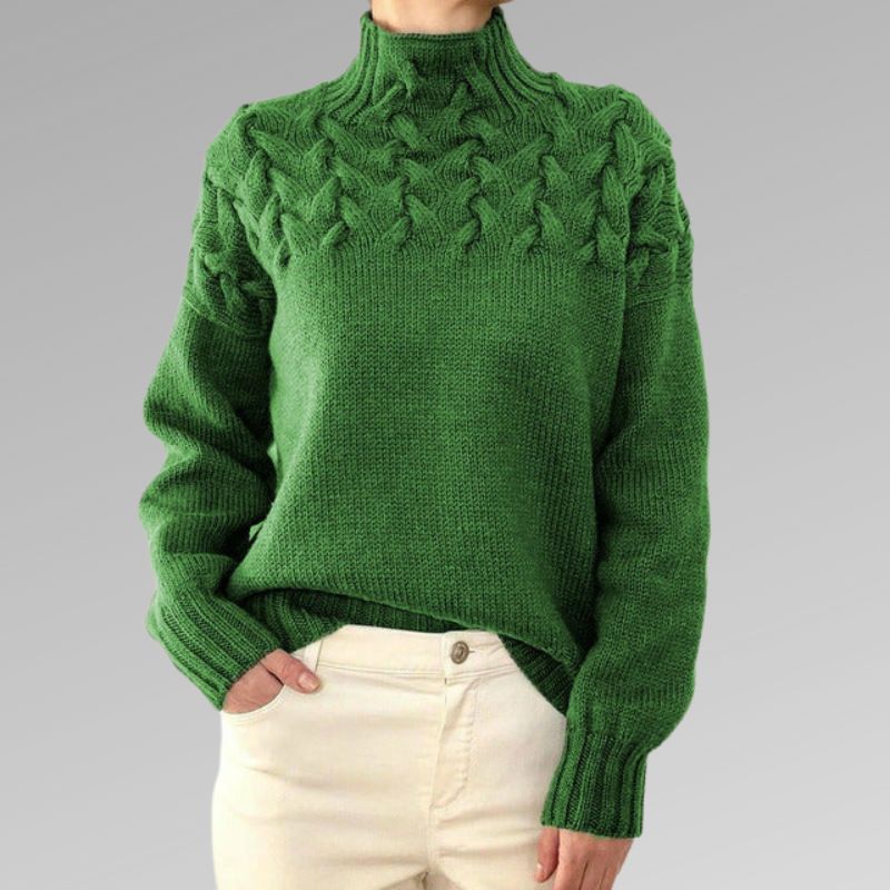 Frida | Cable Knit Black Turtleneck Sweater