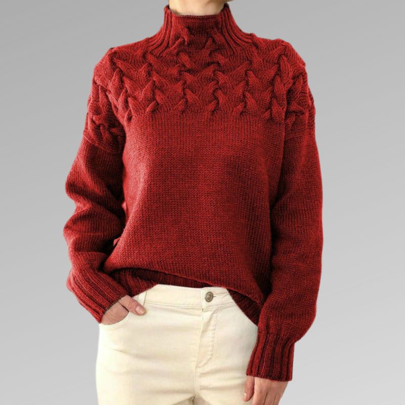 Frida | Cable Knit Black Turtleneck Sweater