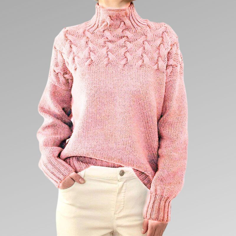 Frida | Cable Knit Black Turtleneck Sweater