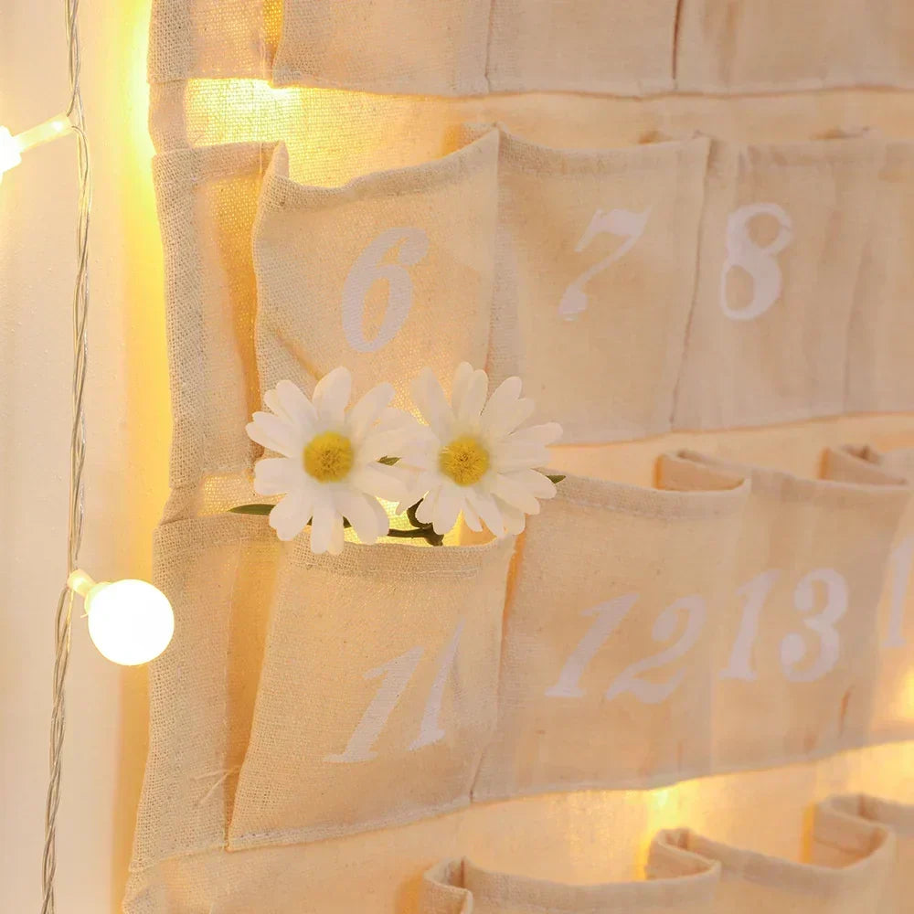 Cotton Advent Calendar with 24 Pockets – Sustainable and Reusable Christmas Decoration
