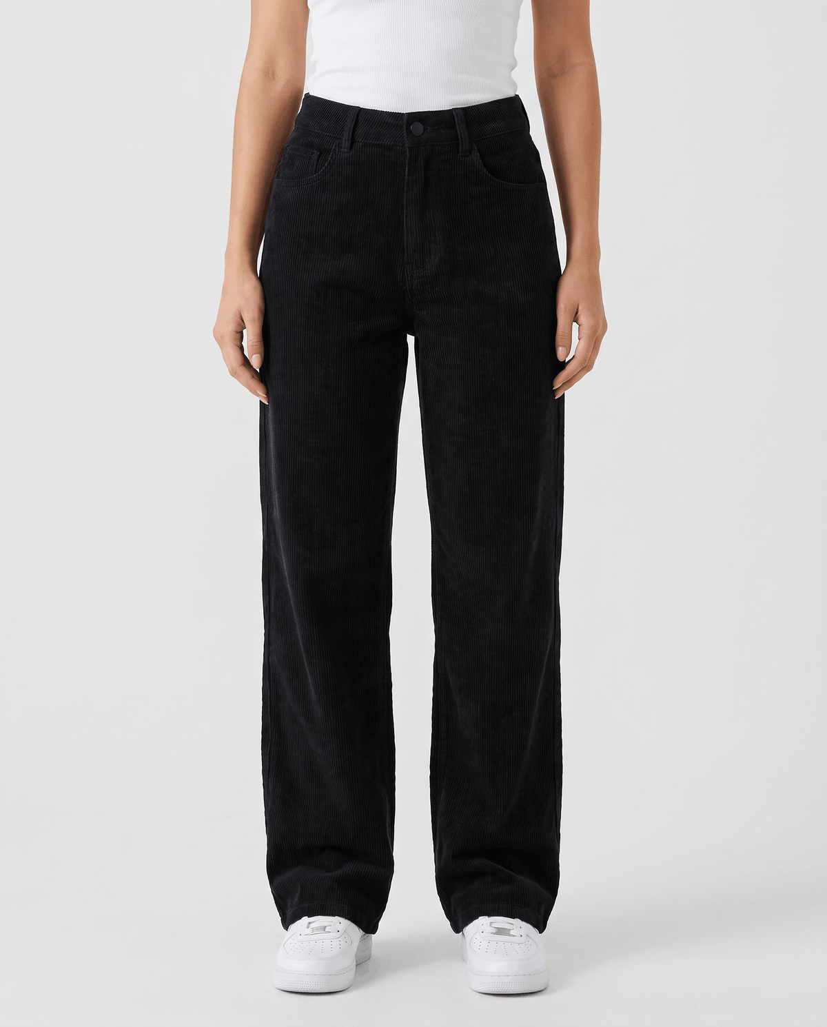 Cotton Corduroy Wide-Leg Pants – High-Waisted, Button Front & Full Length | Romy