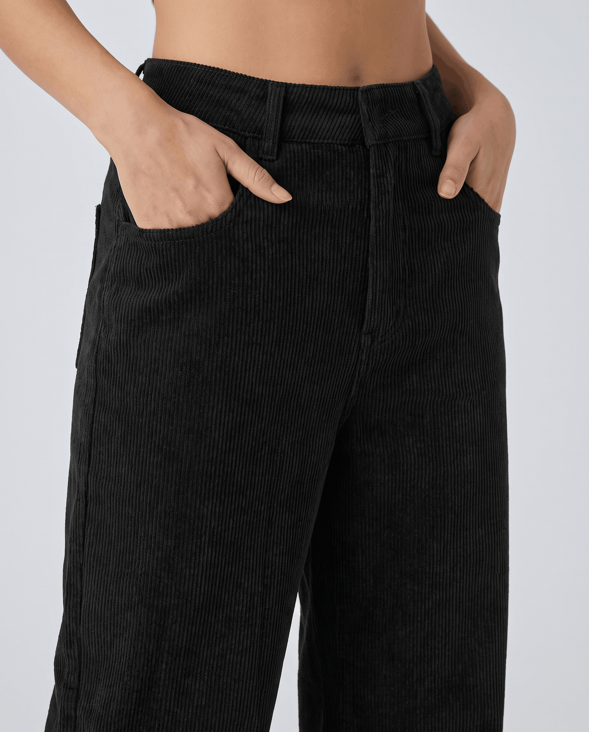 Cotton Corduroy Wide-Leg Pants – High-Waisted, Button Front & Full Length | Romy