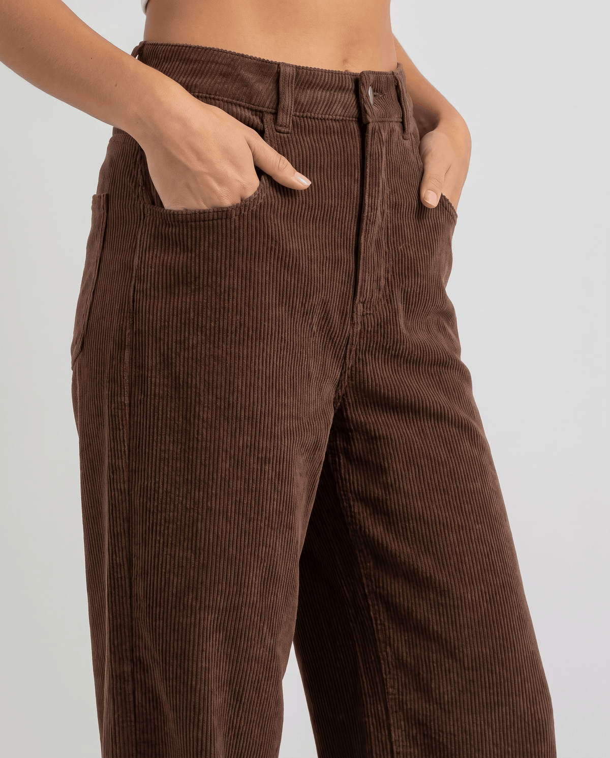Cotton Corduroy Wide-Leg Pants – High-Waisted, Button Front & Full Length | Romy