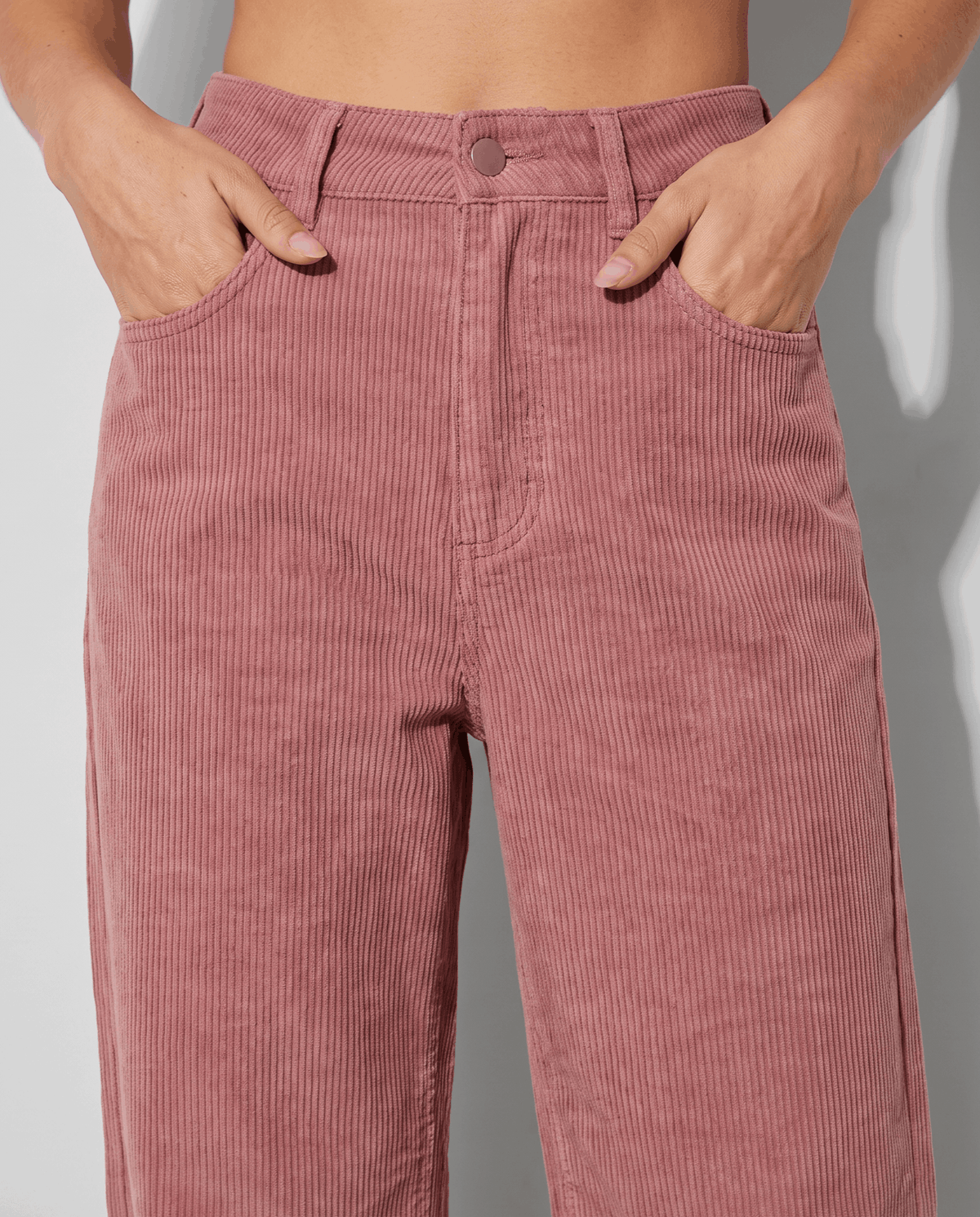 Cotton Corduroy Wide-Leg Pants – High-Waisted, Button Front & Full Length | Romy