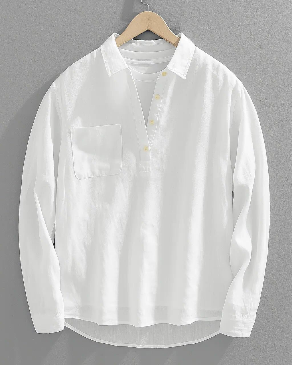 Cotton-Linen Popover Shirt for Men