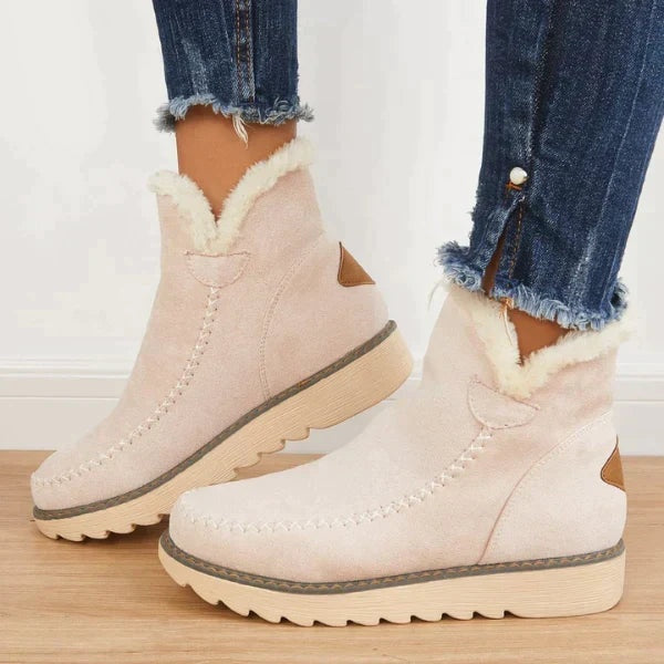 Adeline | Women's Suede Platform Winter Boots Sherpa Lined