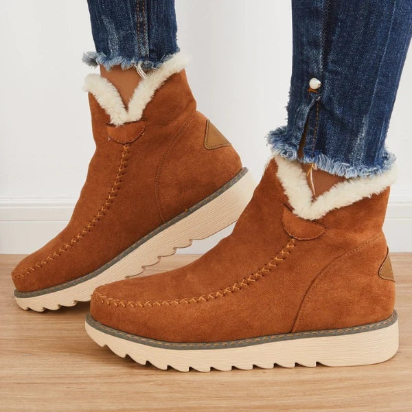 Adeline | Women's Suede Platform Winter Boots Sherpa Lined