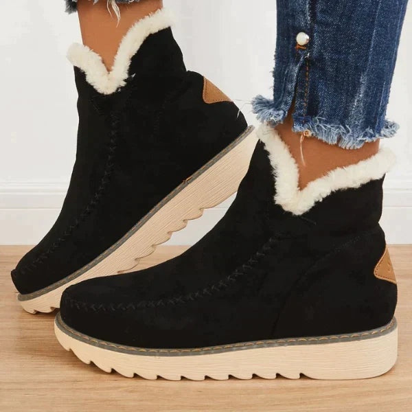 Adeline | Women's Suede Platform Winter Boots Sherpa Lined