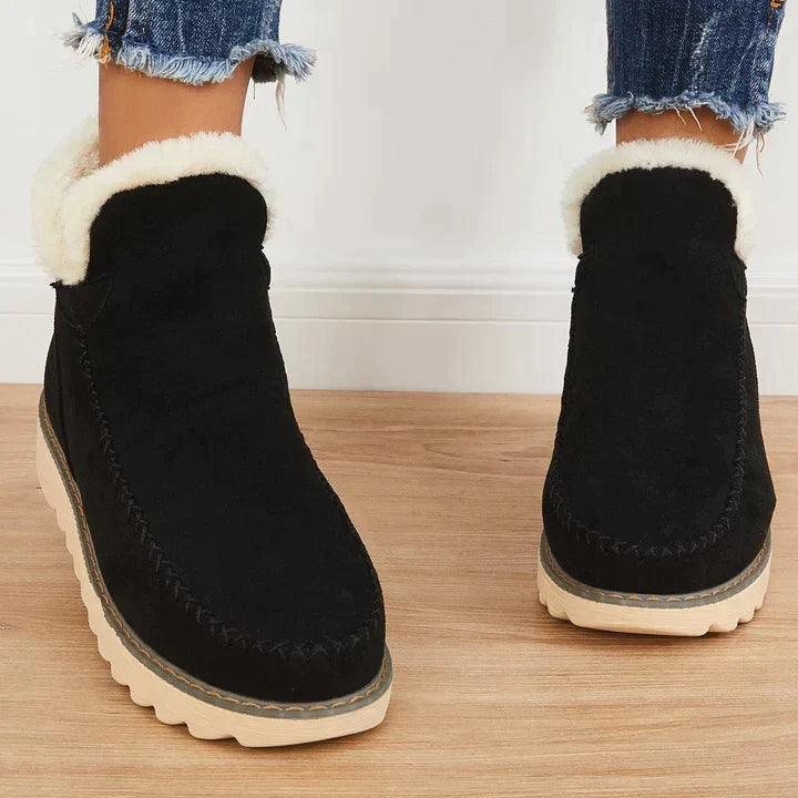 Adeline | Women's Suede Platform Winter Boots Sherpa Lined