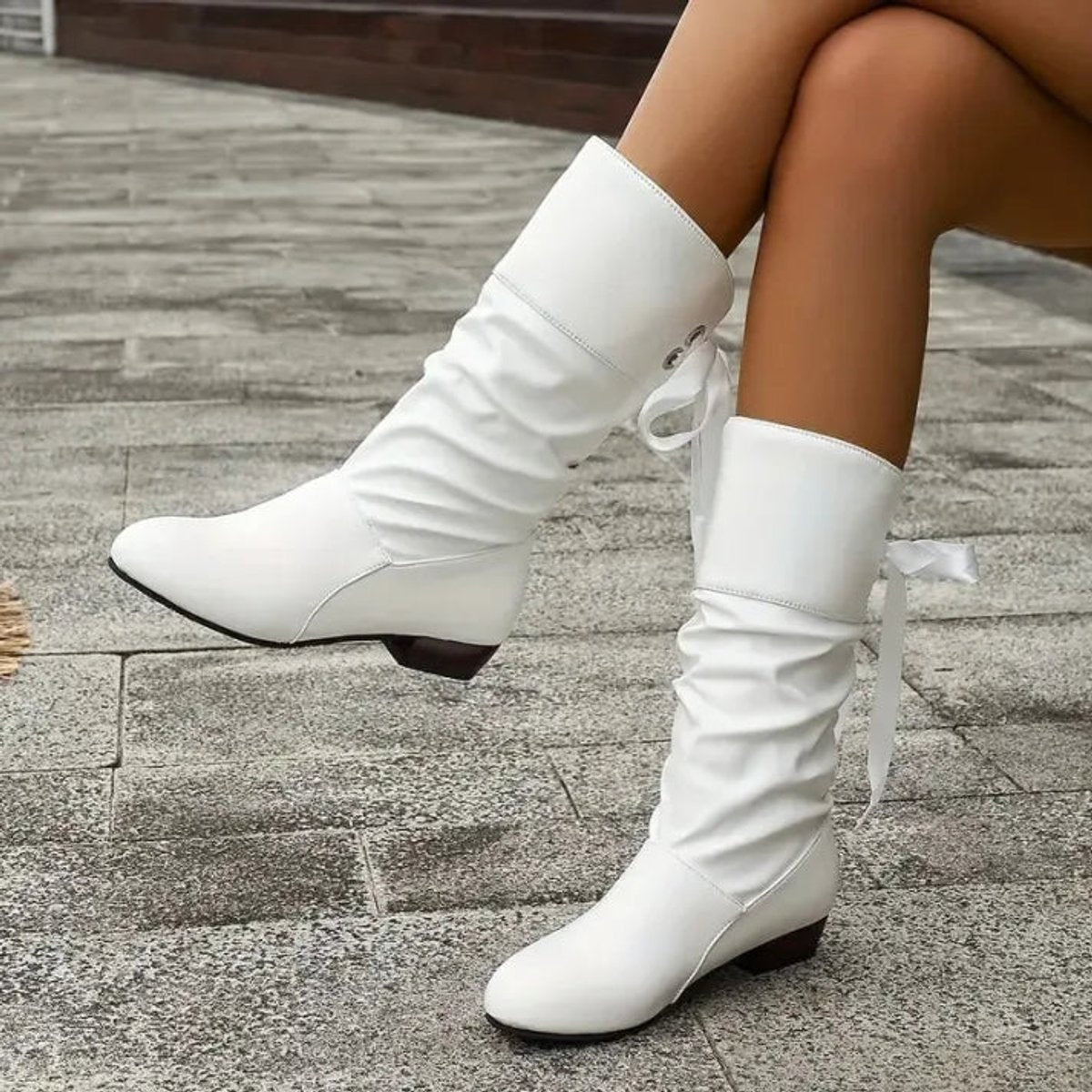 Nicole | Women's Flat Lace Up Boots Mid Calf
