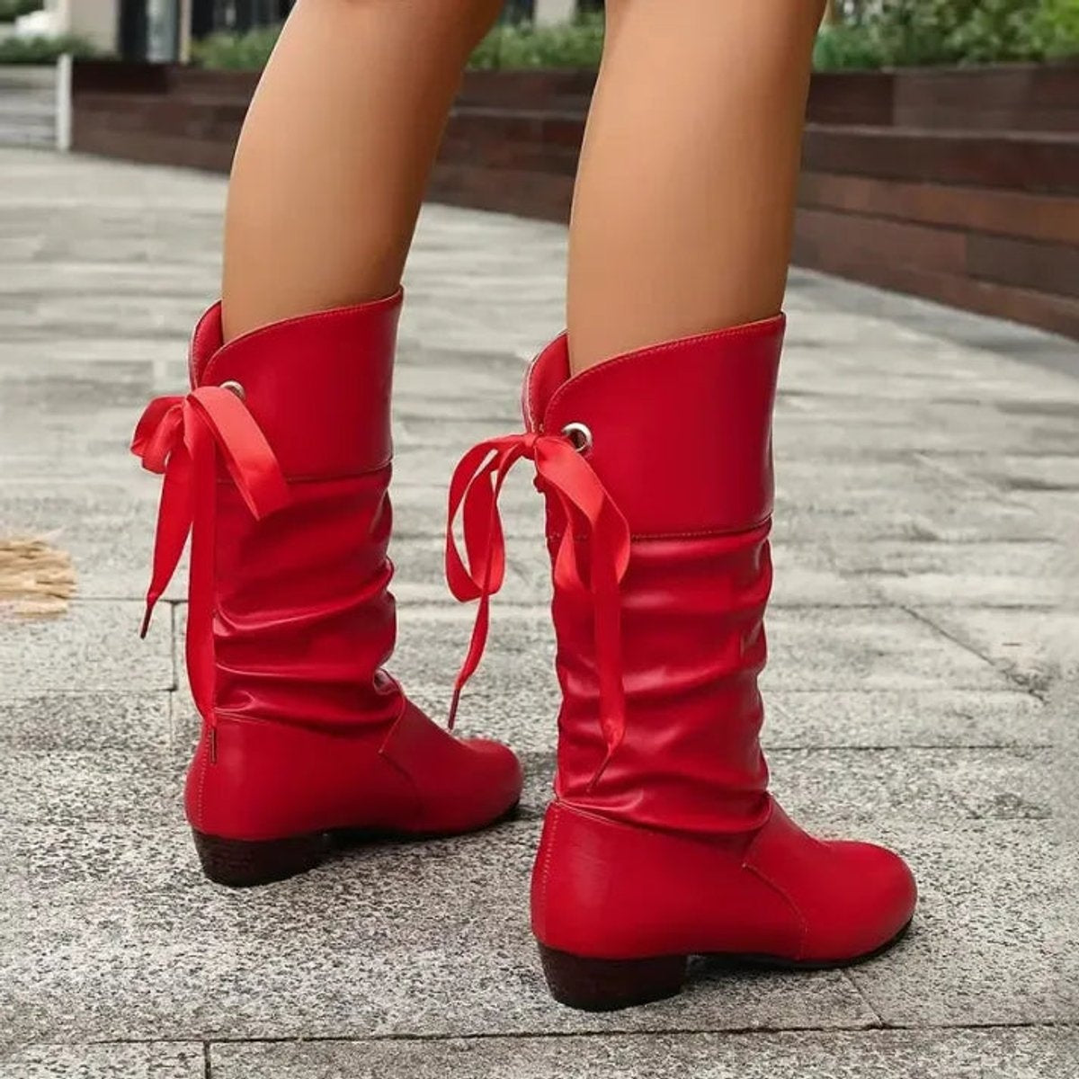 Nicole | Women's Flat Lace Up Boots Mid Calf