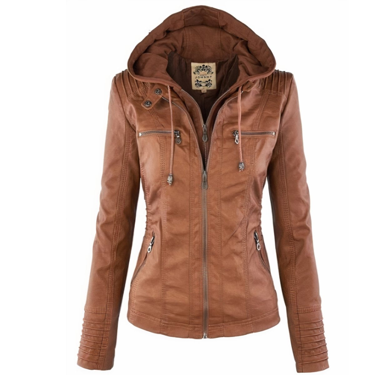 Callie | Women's Hooded Faux Leather Moto Jacket