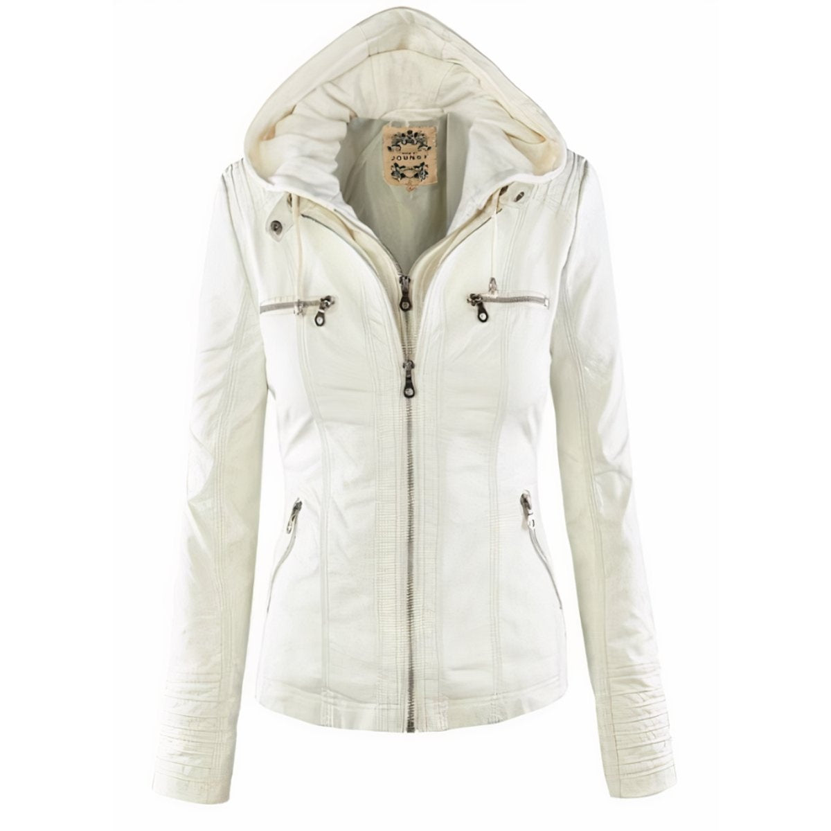 Callie | Women's Hooded Faux Leather Moto Jacket