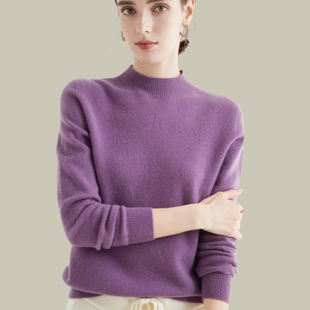 Daphne | Women's Mock Neck Sweater Wool Knit Long Sleeve