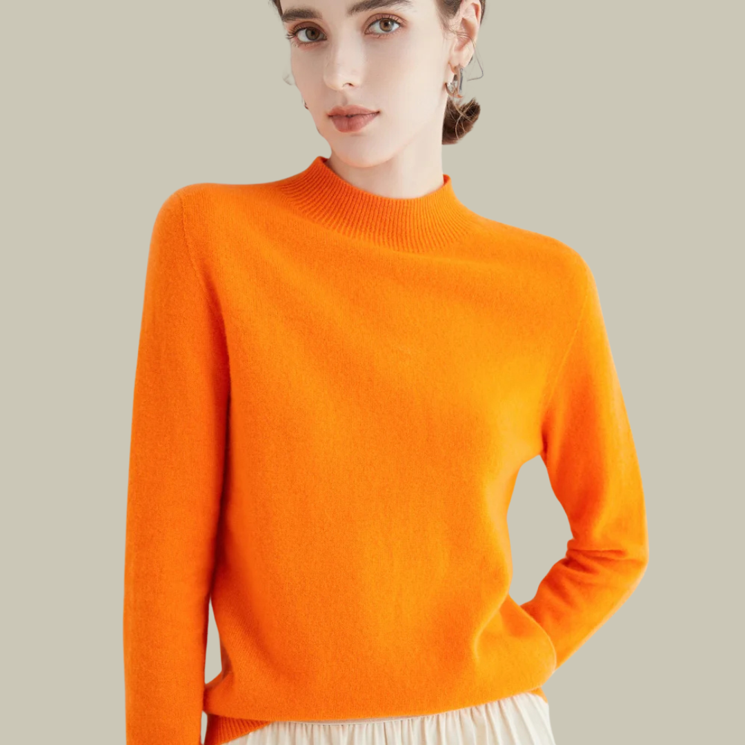 Daphne | Women's Mock Neck Sweater Wool Knit Long Sleeve