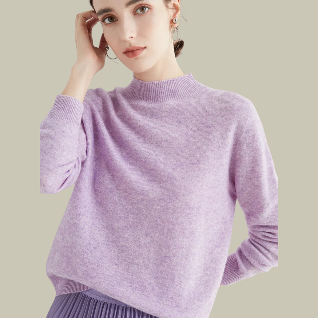 Daphne | Women's Mock Neck Sweater Wool Knit Long Sleeve