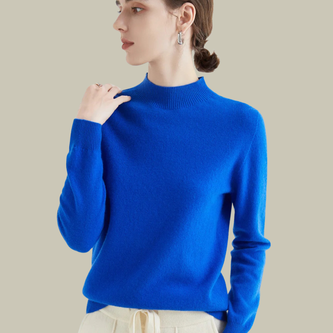 Daphne | Women's Mock Neck Sweater Wool Knit Long Sleeve
