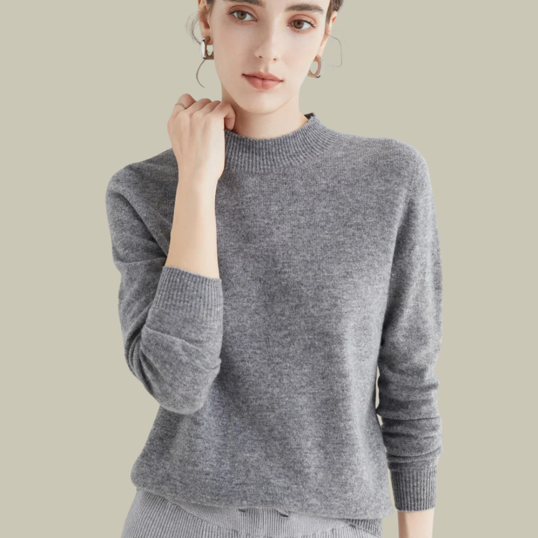 Daphne | Women's Mock Neck Sweater Wool Knit Long Sleeve