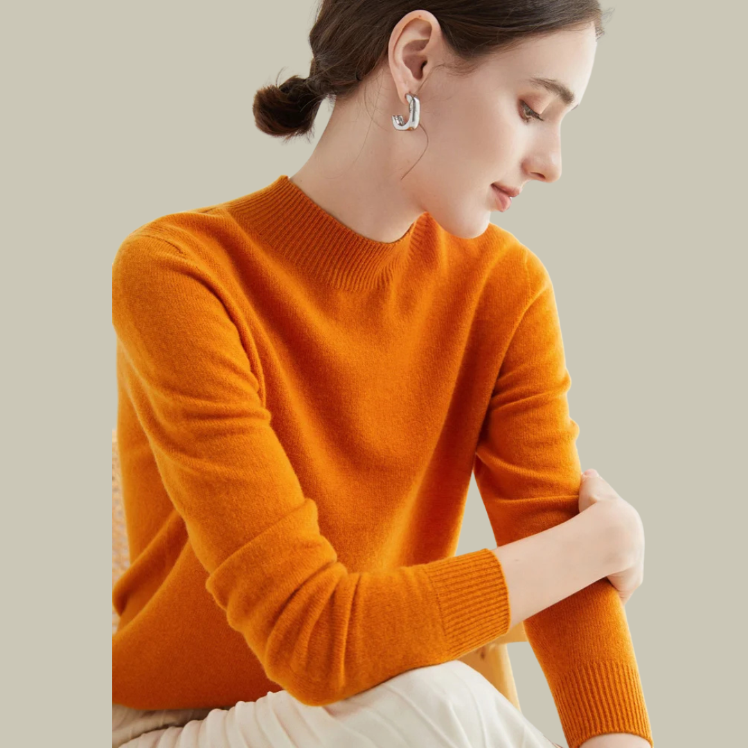 Daphne | Women's Mock Neck Sweater Wool Knit Long Sleeve