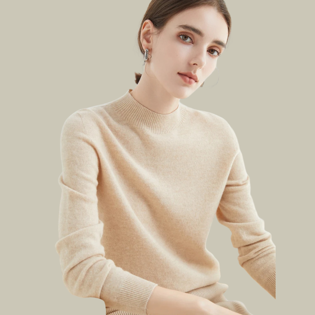 Daphne | Women's Mock Neck Sweater Wool Knit Long Sleeve