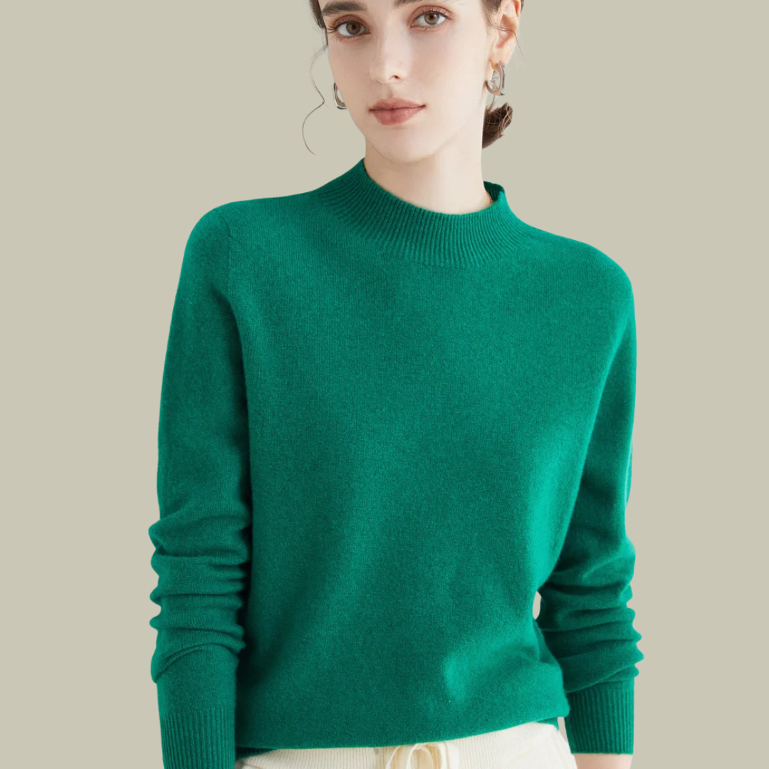 Daphne | Women's Mock Neck Sweater Wool Knit Long Sleeve