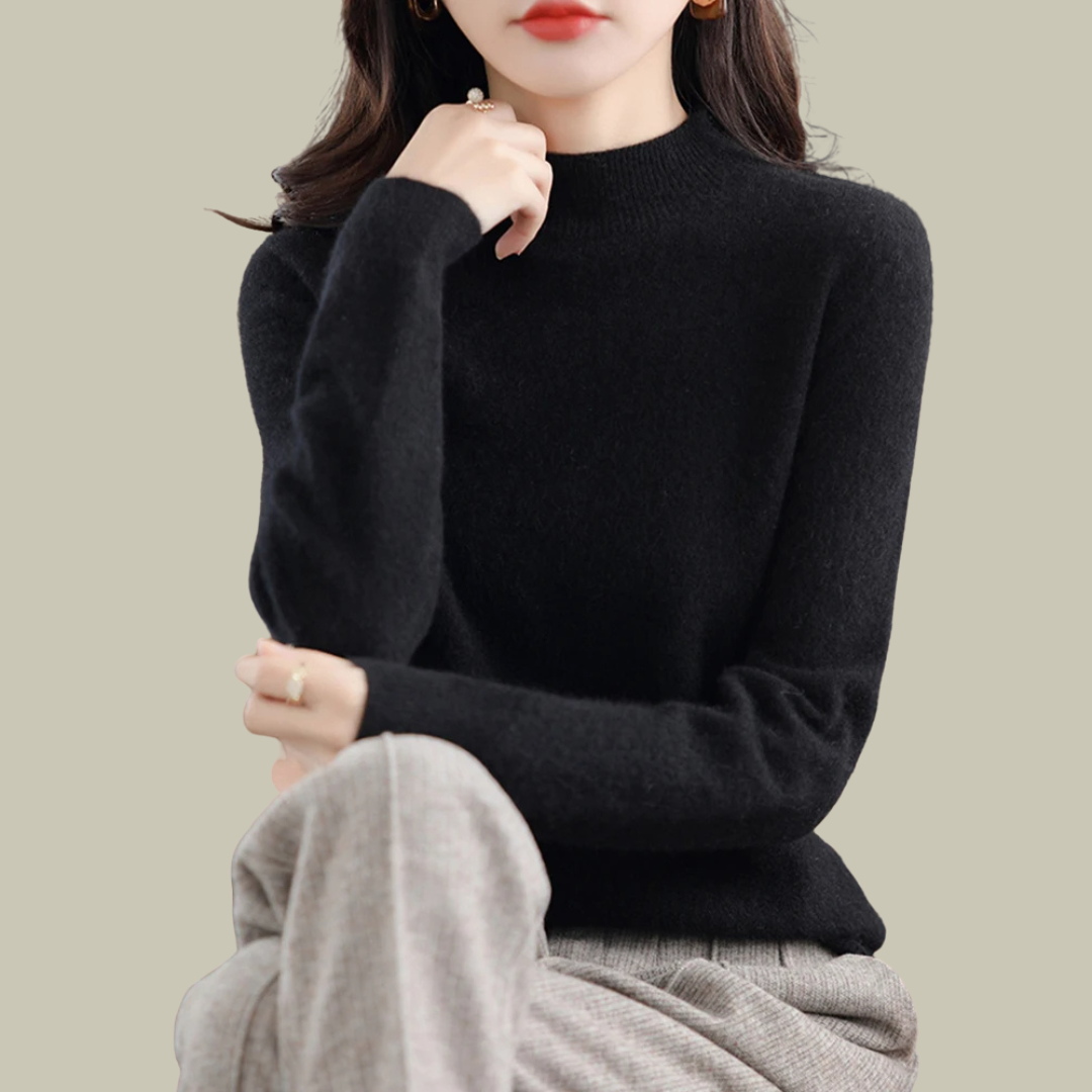 Daphne | Women's Mock Neck Sweater Wool Knit Long Sleeve