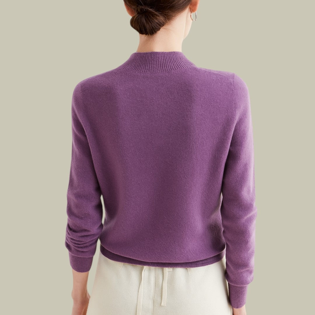 Daphne | Women's Mock Neck Sweater Wool Knit Long Sleeve