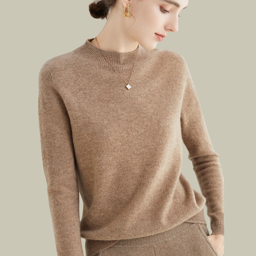 Daphne | Women's Mock Neck Sweater Wool Knit Long Sleeve