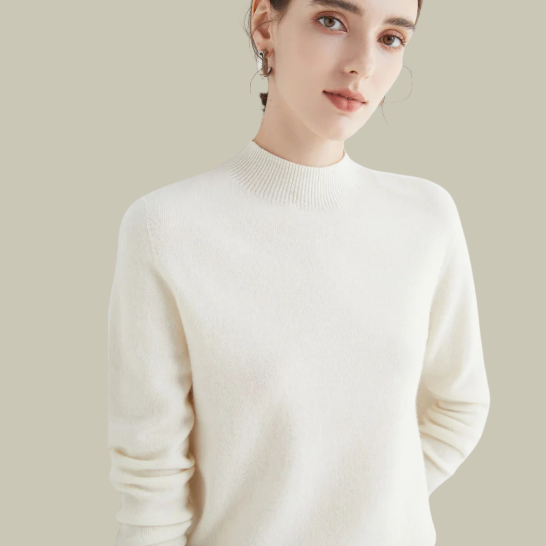 Daphne | Women's Mock Neck Sweater Wool Knit Long Sleeve