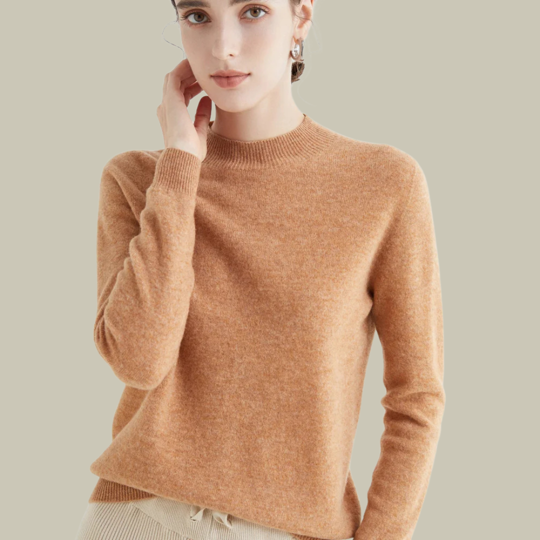 Daphne | Women's Mock Neck Sweater Wool Knit Long Sleeve