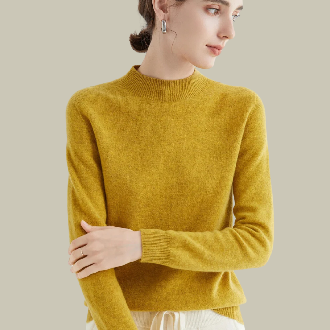Daphne | Women's Mock Neck Sweater Wool Knit Long Sleeve
