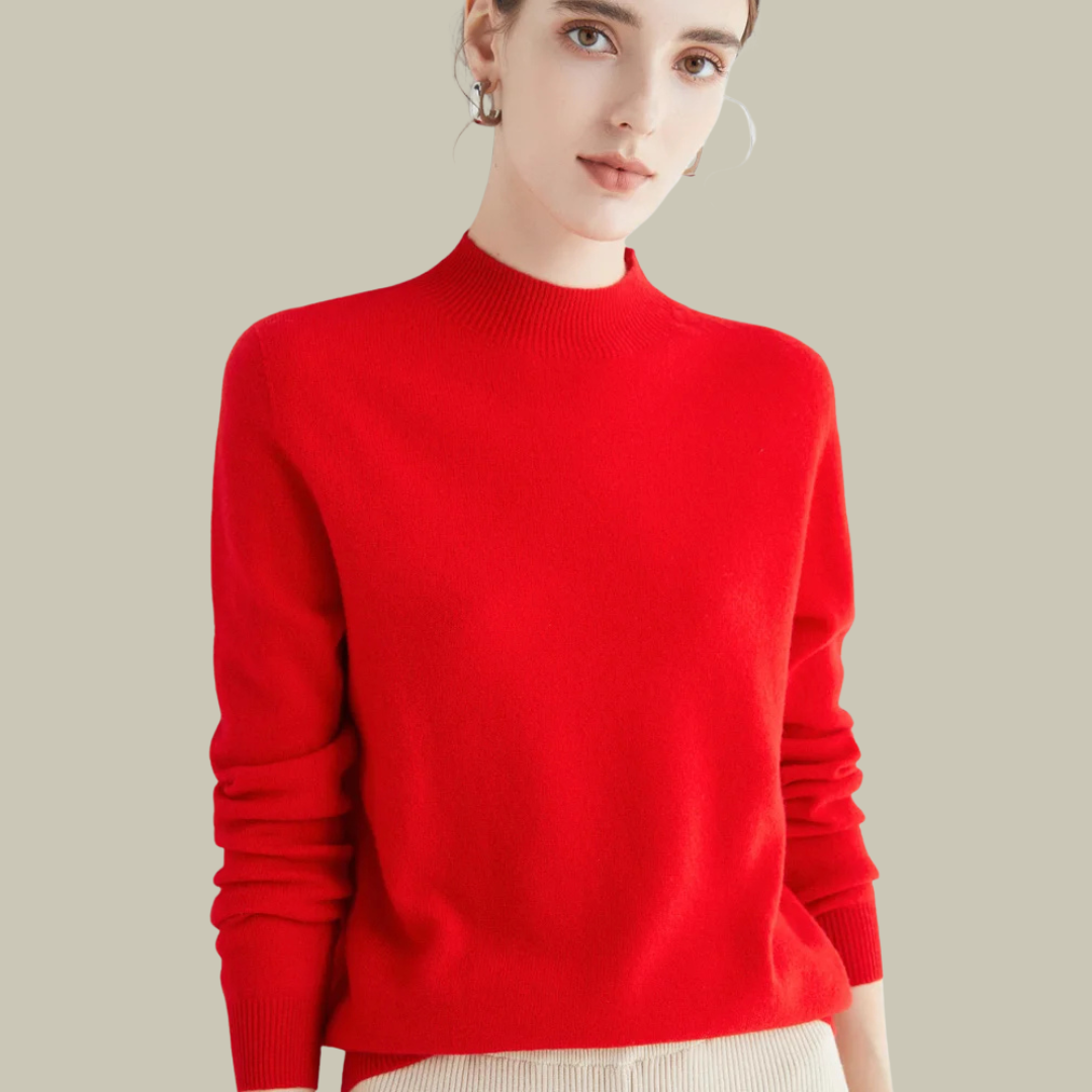 Daphne | Women's Mock Neck Sweater Wool Knit Long Sleeve