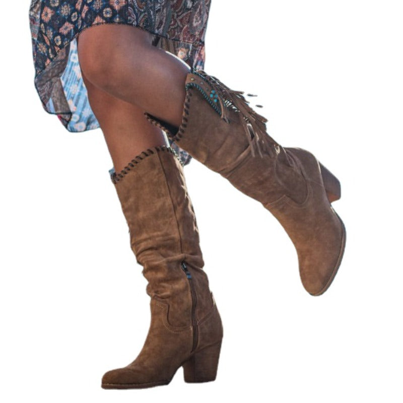 Women's Brown Cowboy Boots | Mid-Calf Western Boots