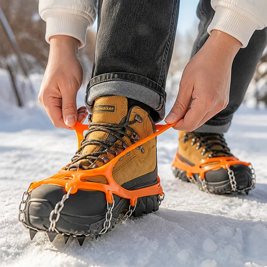 Crampons | TPR Rubber & Stainless Steel Spikes | Fits Shoe Sizes 35-44