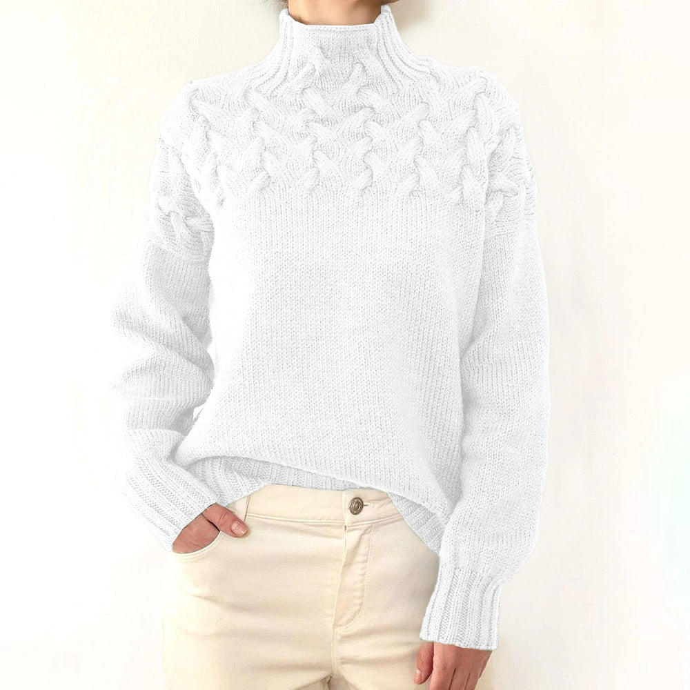 Estelle | Cable Knit Sky Blue Turtleneck Sweater