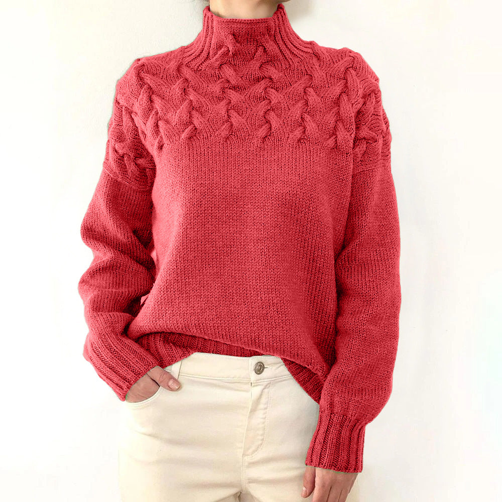 Estelle | Cable Knit Sky Blue Turtleneck Sweater