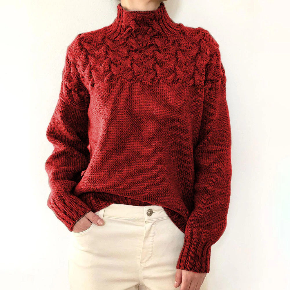 Estelle | Cable Knit Sky Blue Turtleneck Sweater