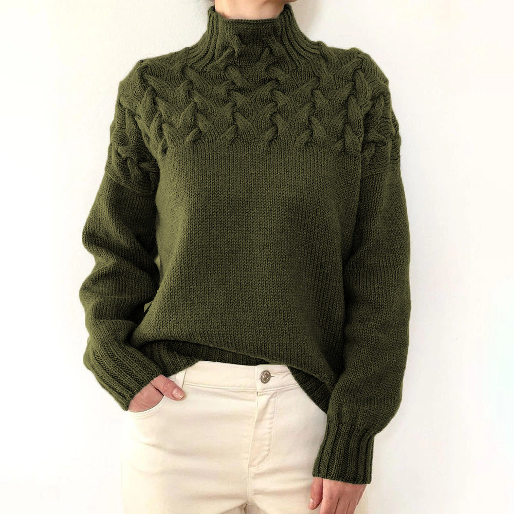 Estelle | Cable Knit Sky Blue Turtleneck Sweater