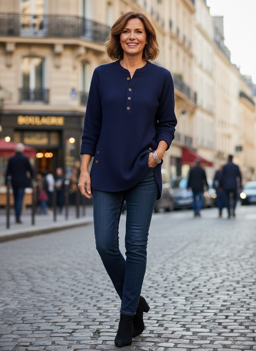 Enid | Henley Tunic Sweater