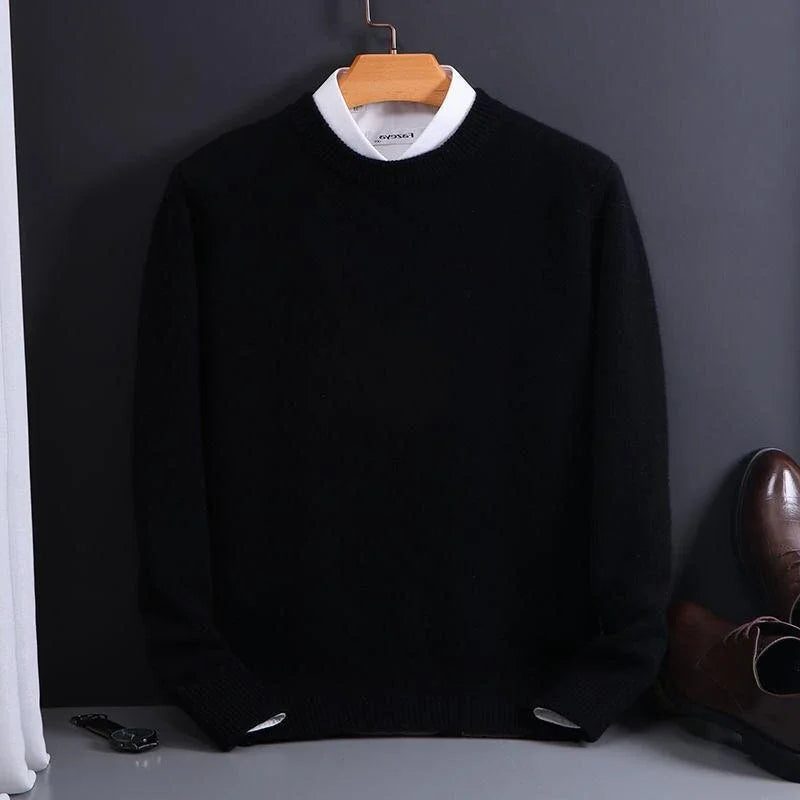 Crew Neck Ribbed Knit Jumper for Men