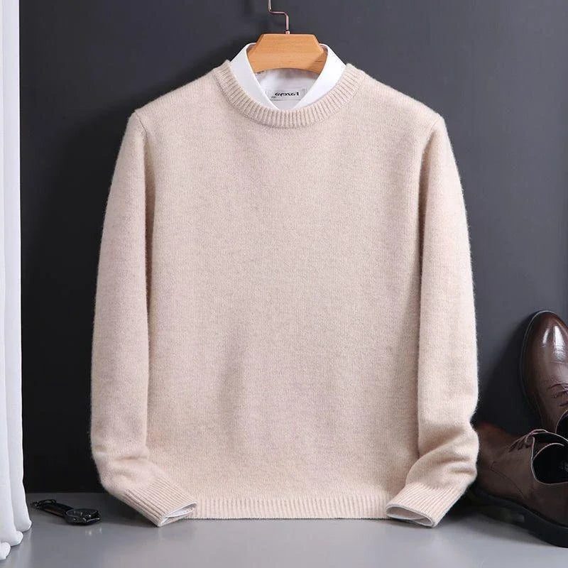 Crew Neck Ribbed Knit Jumper for Men